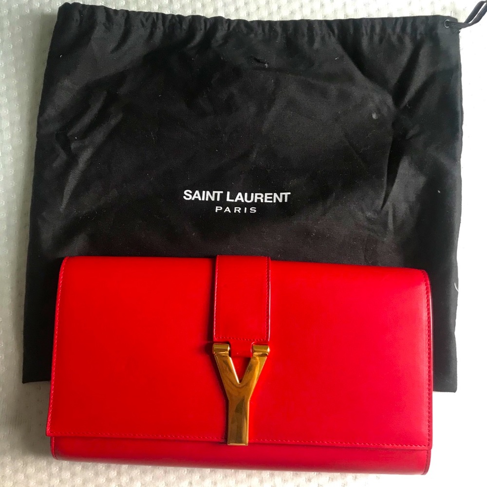 Saint Laurent Red Y Ligne Clutch Bag